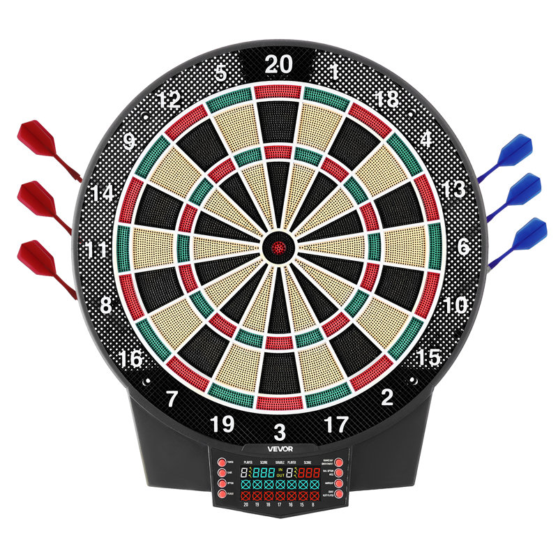 Jeu de fléchettes électronique, cible de 15,5 po avec 43 jeux et plus de 320 variations pour jusqu'à 8 joueurs, 6 fléchettes avec volées et 50 pointes douces, écran de pointage ACL couleur pour la salle de jeux