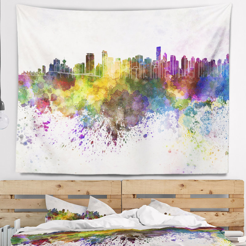 Tapisserie de skyline de vancouver Cityscape, H 32 po x l 39 po