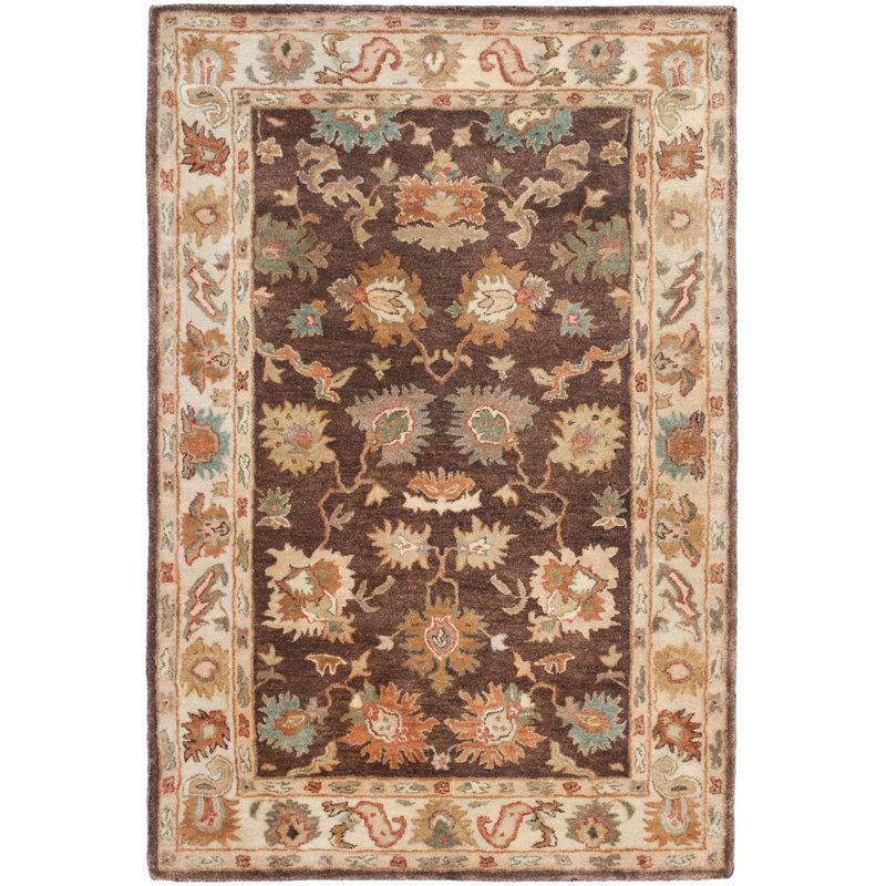 Bulwinder Hand Tufted Wool Floral Rug, Rectangle 4' x 6'