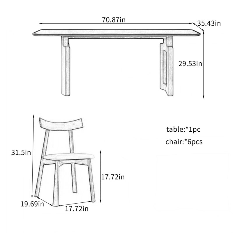 Ensembles de table de salle à manger robustes., H 29,53 po x L 70,87 po x l 35,43 po