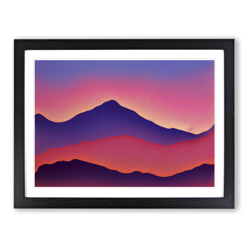 Ethereal Abstract Mountains - Framed Print, Black, 46cm H x 64cm W x 2cm D