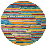 Jubilee Striped Handmade Tufted Wool Orange/Purple/Blue Area Rug