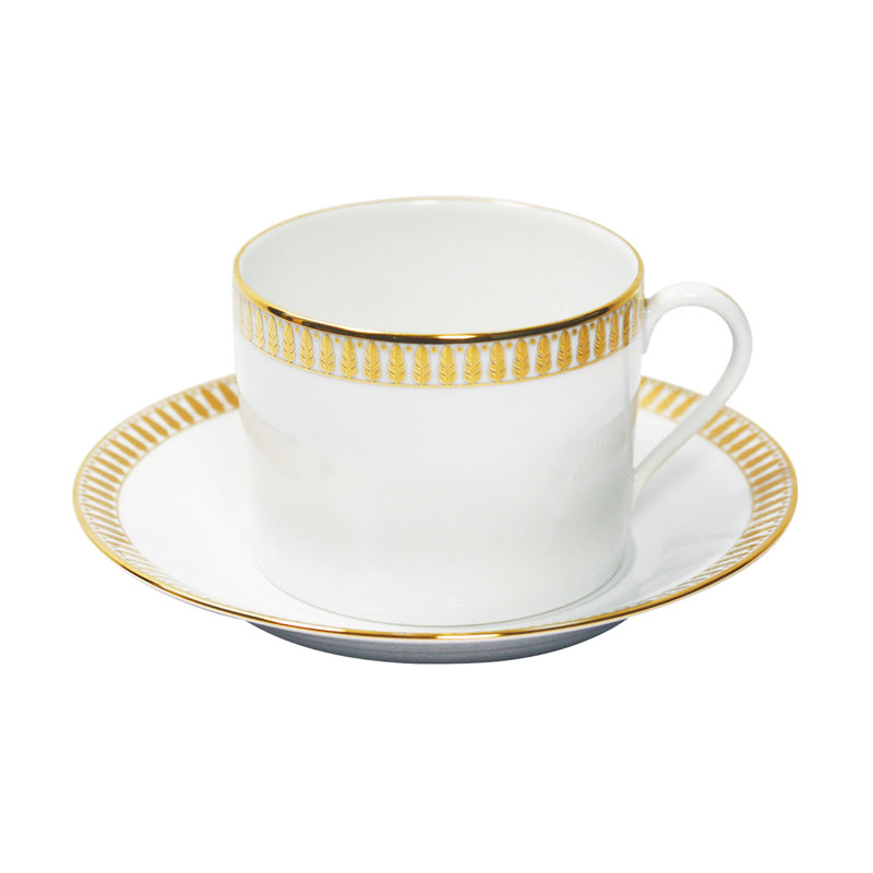 Plumes Porcelain Cappuccino Cup, Gold