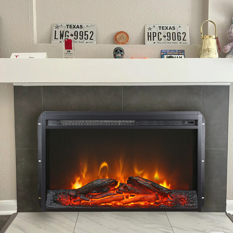 28"  Insert Electric Fireplace with Timing function,Adjustable multicolored flames