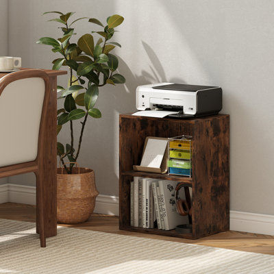 2-Cube Bookcase w/ 5-Position Adjustable Shelf Anti-Toppling Kits for Study Rustic Brown