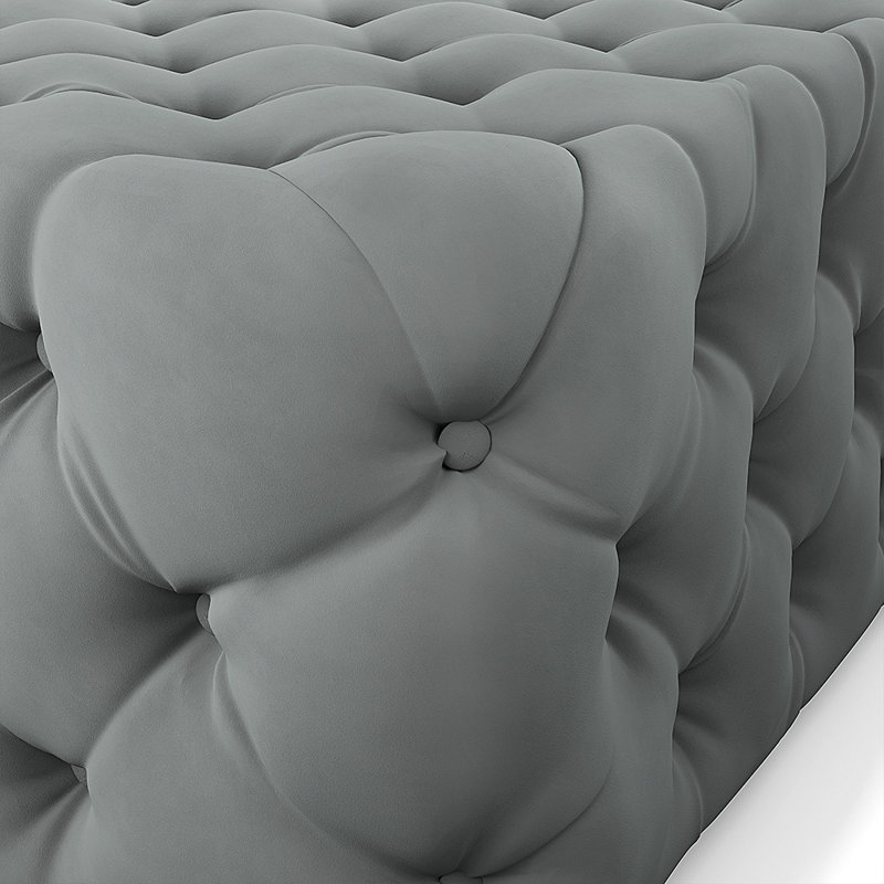 Silkleaf 92Cm Wide Velvet Tufted Square Cocktail Ottoman, Grey