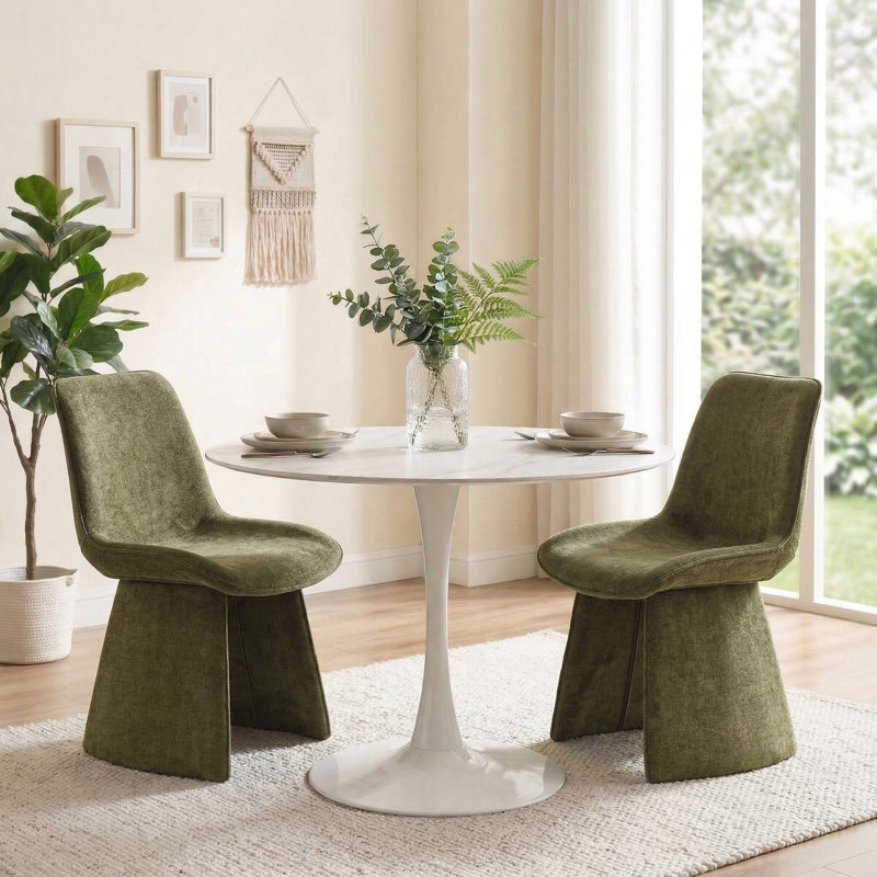 Chaises d'appoint modernes rembourrées avec silhouette incurvée, Vert