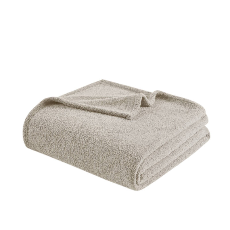Couverture moelleuse toutes saisons, literie douillette en plumes de polyester, Beige, Lit simple