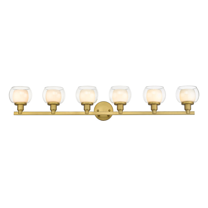 Satin Gold 6-Light Dimmable Vanity Bar with Glass Shades