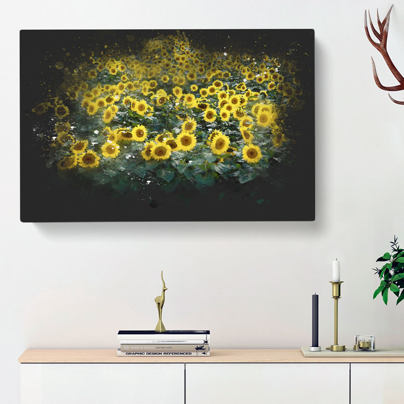 Field Of Yellow Sunflowers - Wrapped Canvas, 40cm H x 60cm W x 3cm D