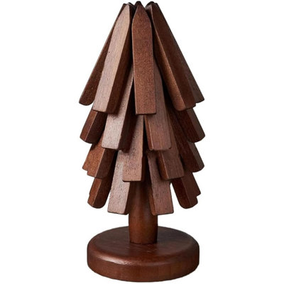 Dessous de plat pliables en noyer (lot de 4), décoratifs en forme de sapin de Noël, pour plats chauds, casseroles et théières, protection de table.