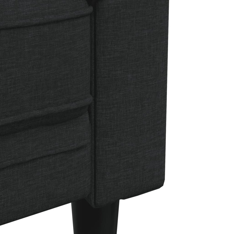  Sofa Set Black Polyester, Plywood, Solid Wood Large Durable, Black