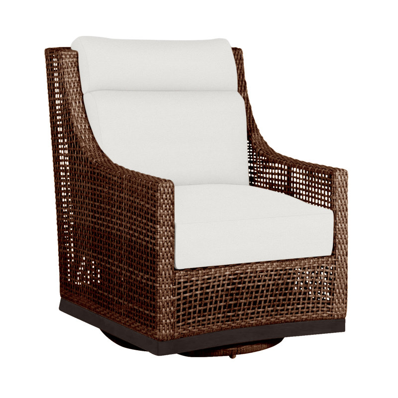 Fauteuil coulissant et pivotant péninsule - acajou / châtaignier, InsideOut® Rollo ‑ lin Chambray, Welt + bourre standard