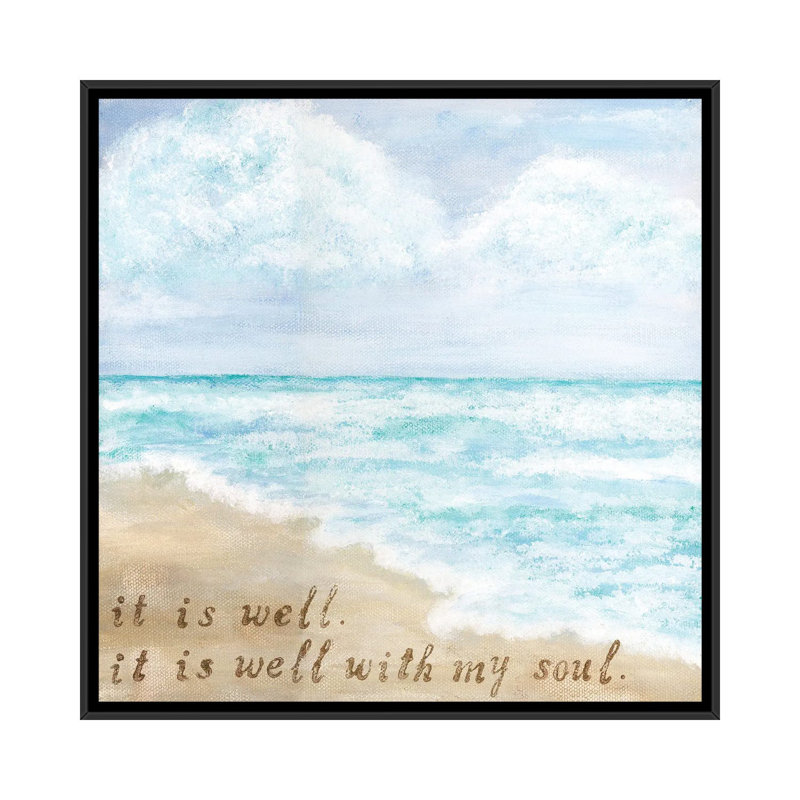 «It Is Well» par Ashley Bradley - peinture sur toile tendue, H 12 po x l 12 po x P 1,5 po, Toile avec cadre noir