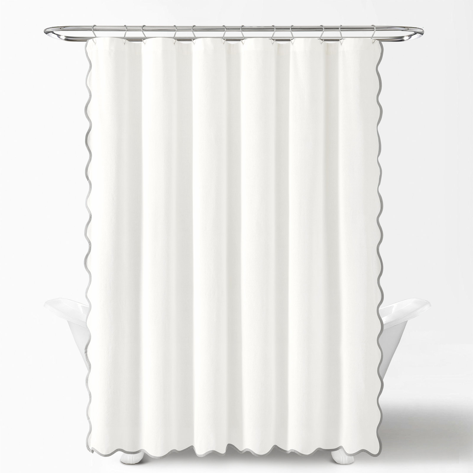 Houston Scalloped Shower Curtain, Gray