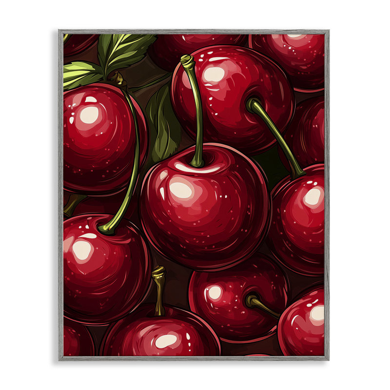 Giclée encadrée de jolies cerises juteuses, design par Christine Simpson Art, H 20 po x l 16 po, Estampe numérique Farmhouse