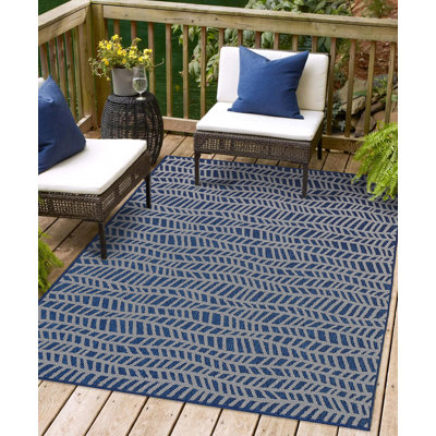 Tapis intérieur / extérieur bleu marine Deramus
