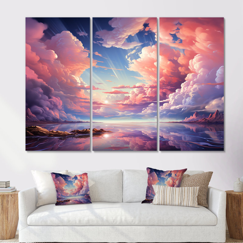 «Kawaii Landscape Clouds V - Clouds», ensemble de reproduction d'art mural, Toile tendue, H 40 po x l 60 po x P 1 po