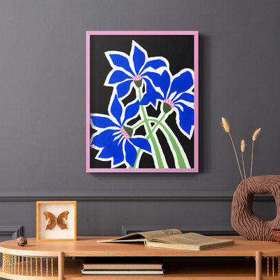 Pop Flowers IV, reproduction encadrée - bois massif
