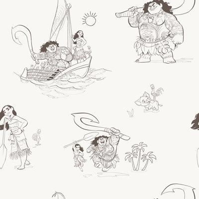 Disney Moana, dessin au trait beige