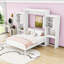 Grand lit escamotable en bois avec tablettes de rangement, armoires et lattes-701847479