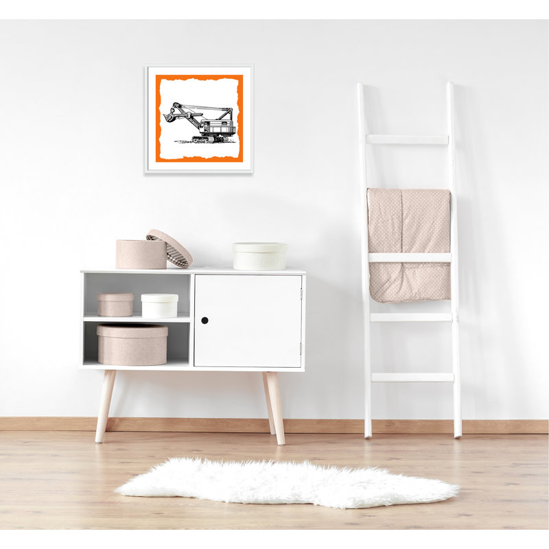 Avertissement 3 enfants, impression sur papier, H 27,5 po x l 27,5 po x P 1,19 po, Encadré de boîte blanc
