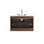 Meuble-lavabo mural en noyer de 30 pouces avec lavabo en céramique, trois trous de robinet et grand design flottant de rangement