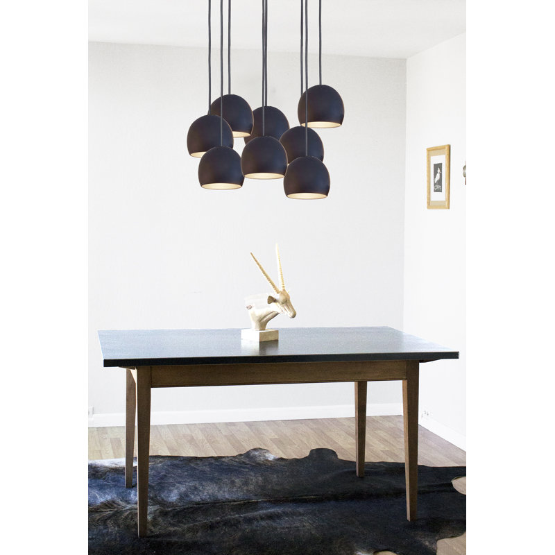 Clay 8 - Light Dimmable Dome Chandelier, 48" H x 18" W x 18" D, Matte Black, Matte Black