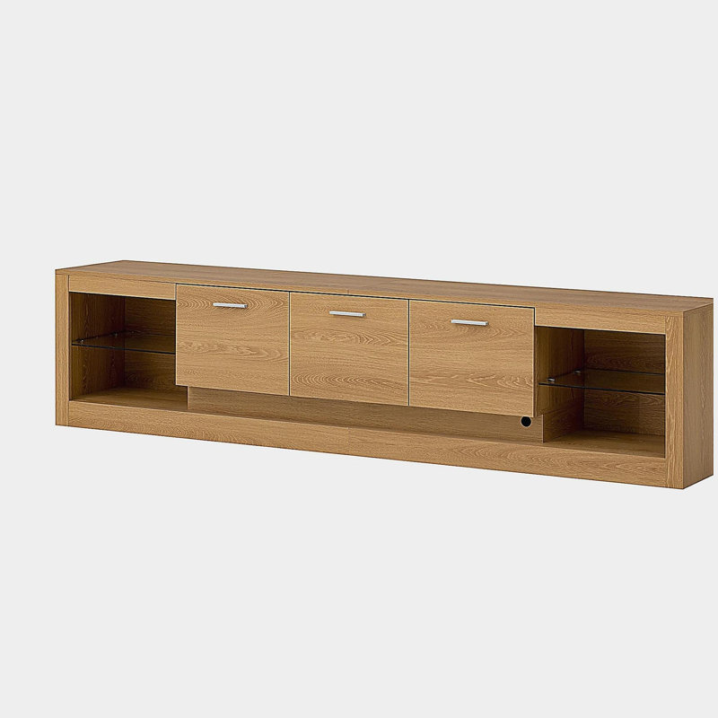 Meuble télé 78 po avec 6 armoires et 2 compartiments ouverts 78 po, meuble télé pour téléviseur de 90 po ou moins, console de télévision pour le salon
