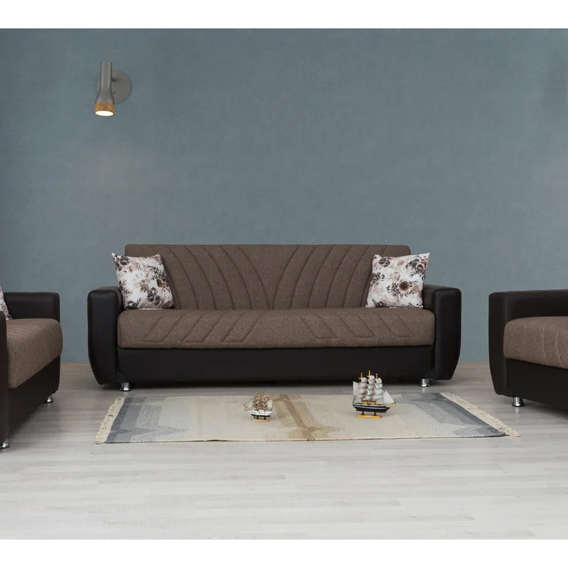 Causeuse-lit convertible en cuir 65 po Mukadder