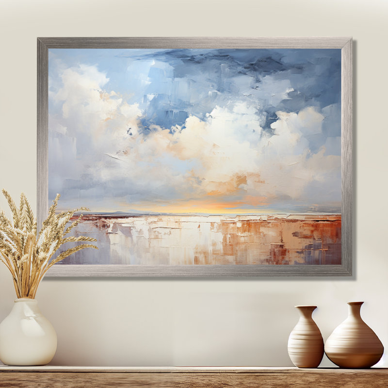 «Clouds Landscape Canopy Collage I», art mural nuages, Cadre flottant noir, H 34 po x l 44 po x P 1,5 po
