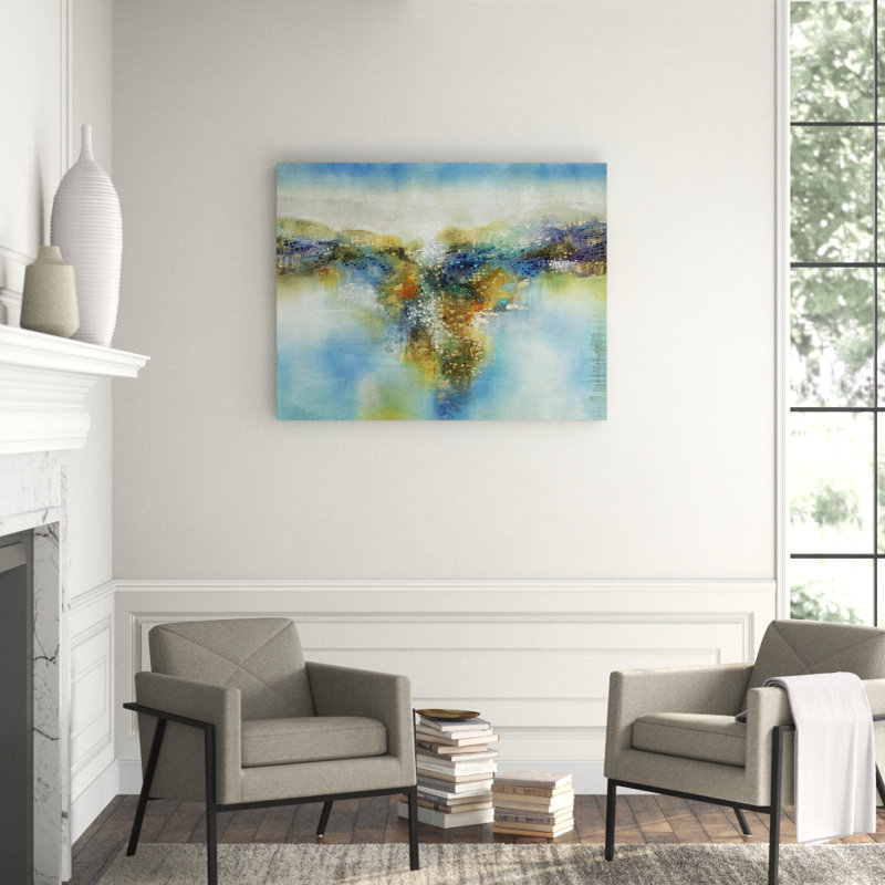 Mosaic Seaside Painting by Jennifer Hollack Raboin, Stretched Canvas, 39" H x 50" W x 2" D