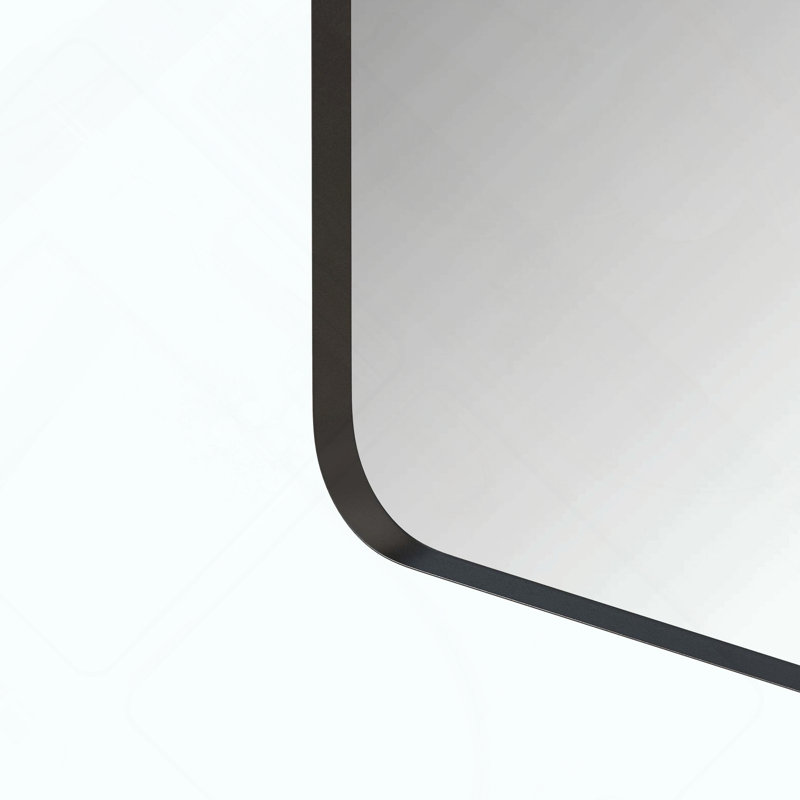 Black Rectangular Metal Framed Wall Mirror