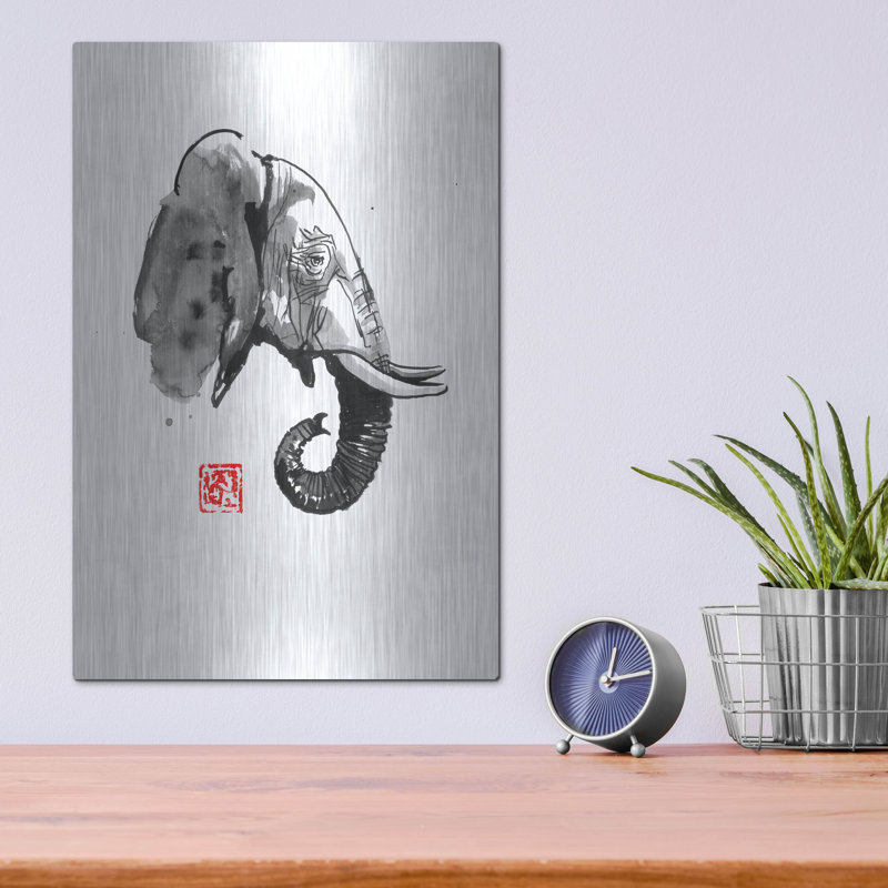 «Elephant Profile» par Pechane sur métal, H 16 po x l 12 po