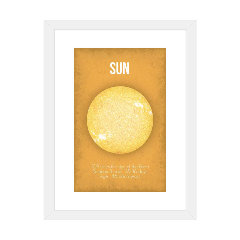 Décoration murale soleil pour enfants, H 24 po x l 16 po x P 1 po, Papier encadré blanc