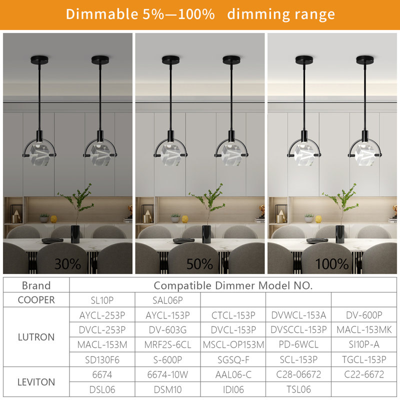 Luminaire suspendu en cristal pour îlot de cuisine à DEL Margoth, Noir