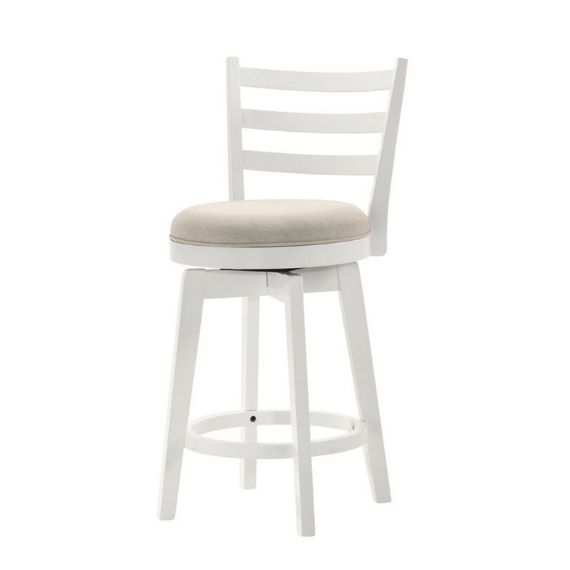 Tabouret en bois massif Pharris, Blanc