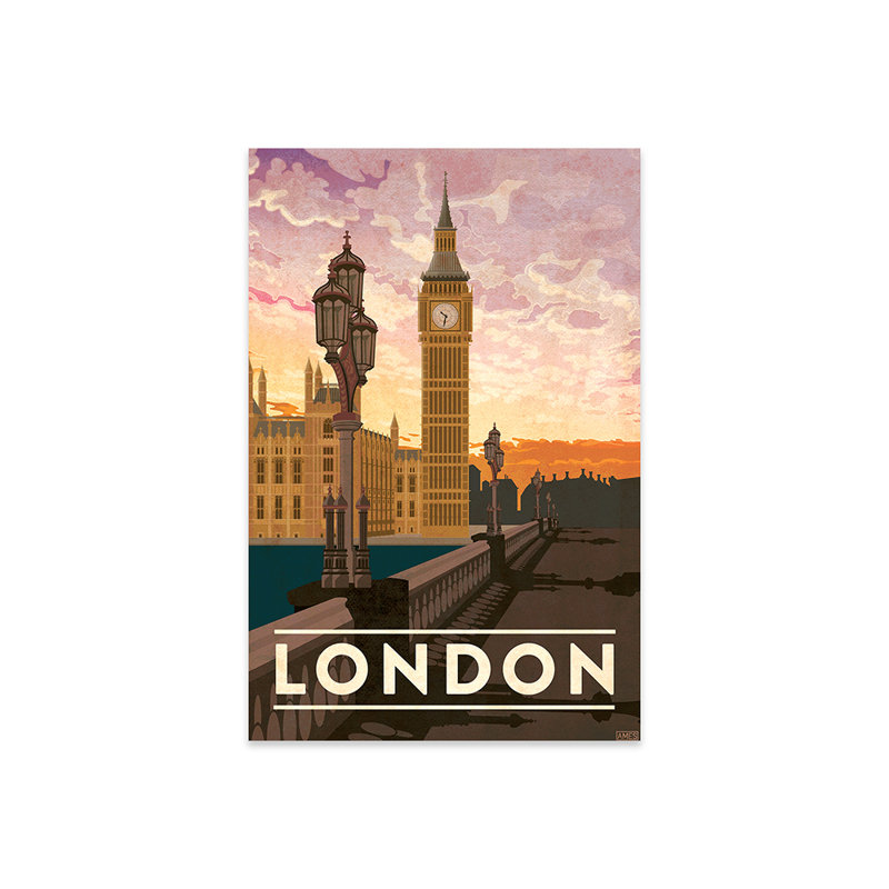 Angleterre-Londres, reproduction sur verre acrylique, H 24 po x l 16 po x P 0,25 po