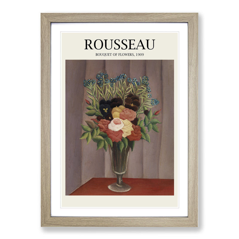 Bouquet of Flowers Vol.1 by Pierre-Auguste Renoir - Picture Frame Art Prints, 65cm H x 48cm W x 2cm D, Oak