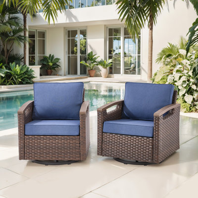  Chaises de patio pivotantes et berçantes avec coussins en oléfine résistants à l'eau