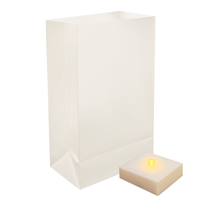 Battery Operated Luminaria Kit with Timer, White
