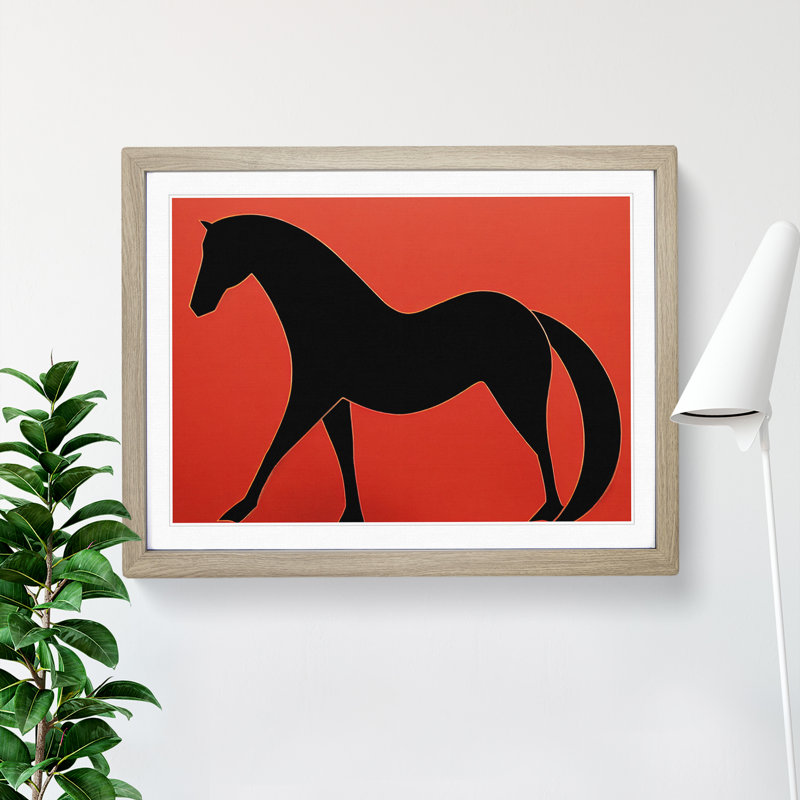 Magical Horse Abstract - Framed Print, 25cm H x 34cm W x 2cm D, Oak