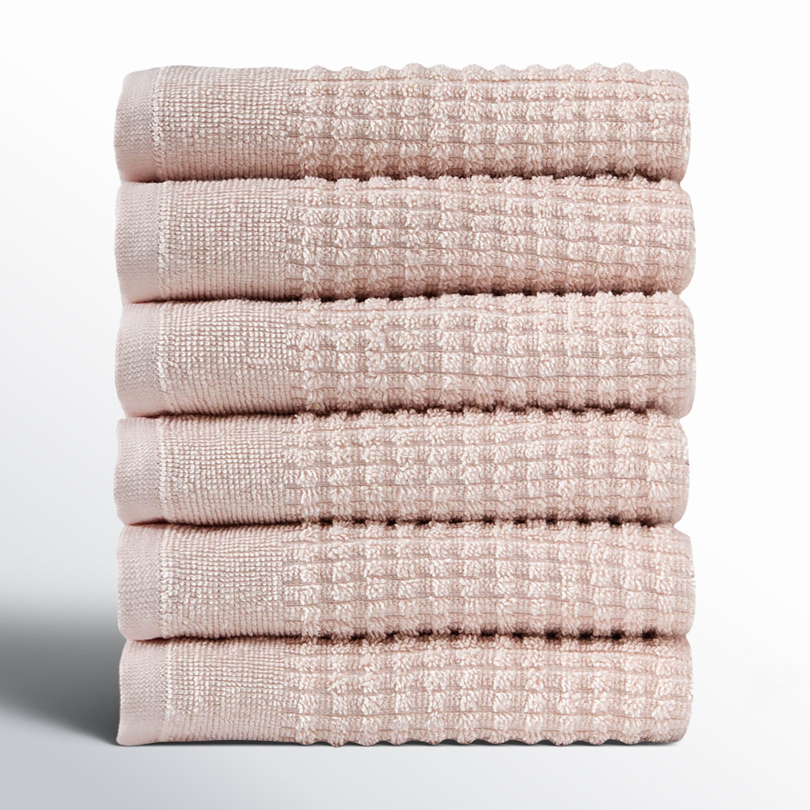 Earline 6 Piece Turkish Cotton Washcloth Towel Set, Pink