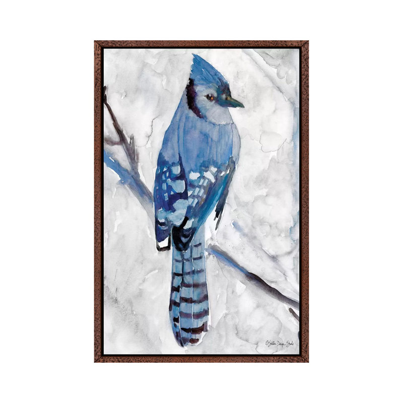 Blue Jay I - Painting on Canvas, 101.6cm H x 66.04cm W x 3.81cm D, Classic Brown Wood Floater Framed