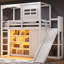 Ensemble de lit mezzanine avec penderie, tablettes de rangement, glissoire et DEL Selric