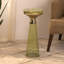 Table ronde moderne avec base en verre et plateau en métal doré-1335879809