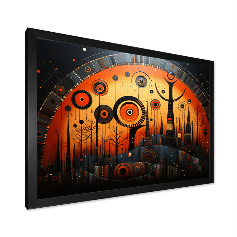 " African Tribal Rhythms III ", 34" H x 44" W x 1.5" D, Black Picture Framed