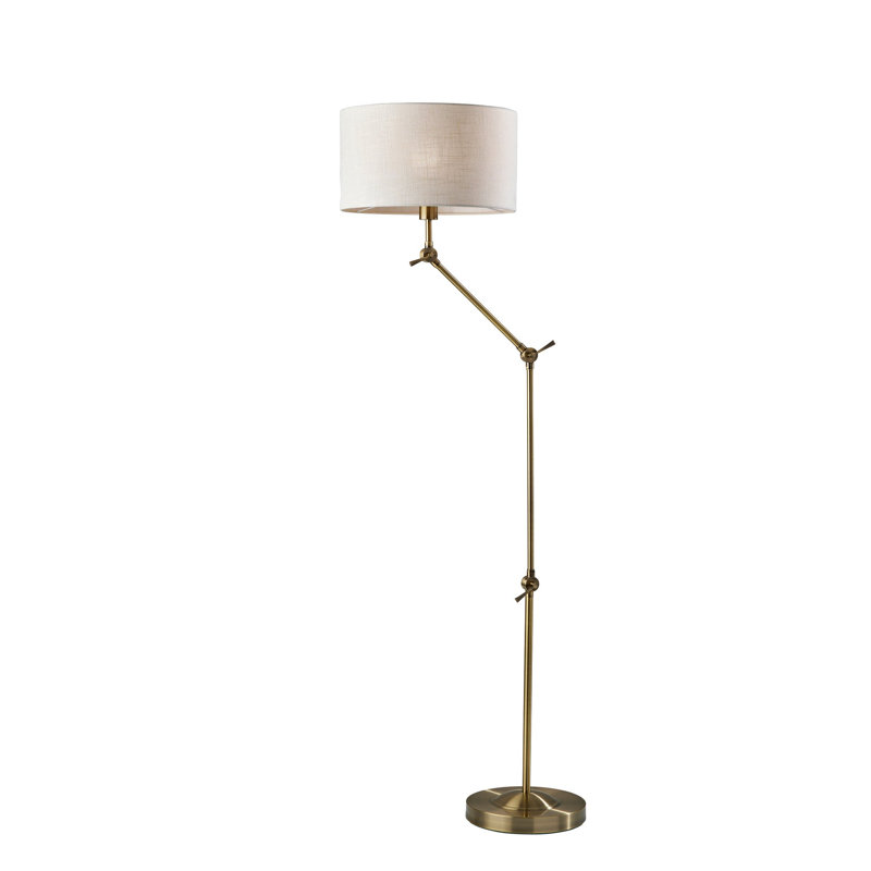 Schutt 65" Swing Arm Floor Lamp, Laiton antique, Crème