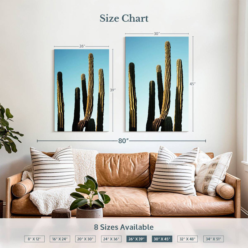 Harnek Golden Cacti, 39" H x 26" W