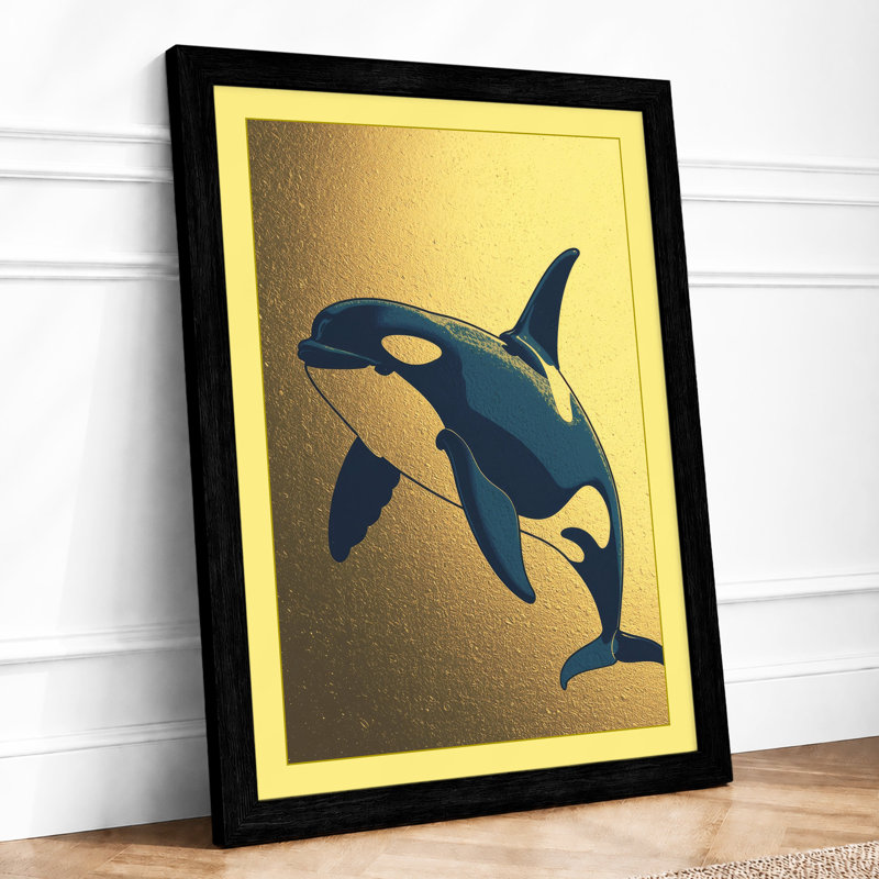 Breaching Orca Coastal - Framed Print, A4 - 29.7 x 21.0 cm, Black